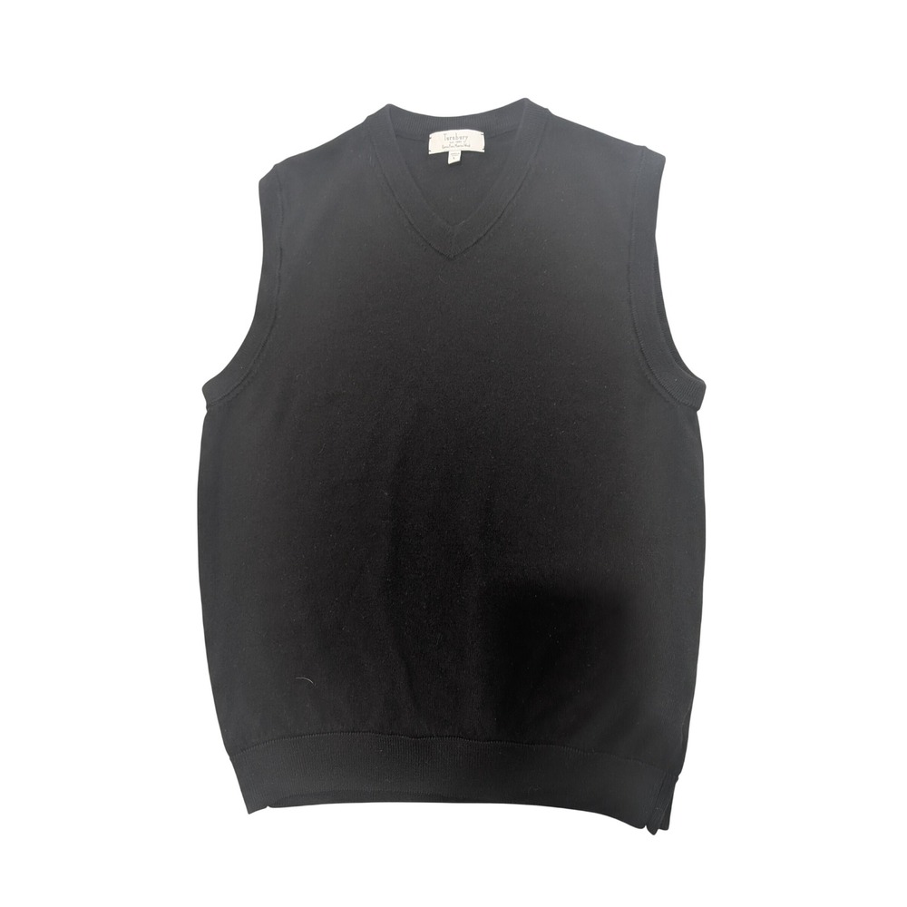 Turnbury Mens Extra Fine Merino Wool V-Neck Sweater‎ Vest Black Large L